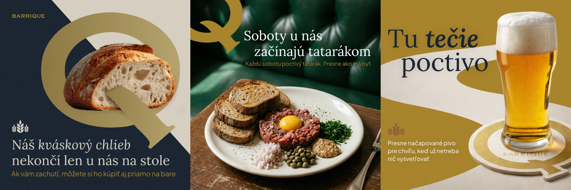 Sociálne posty BARRIQUE: kváskový chlieb, tatarák a pivo